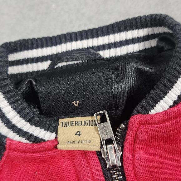 True Religion Red and Black Letterman Jacket Size 4T - Picture 5 of 7